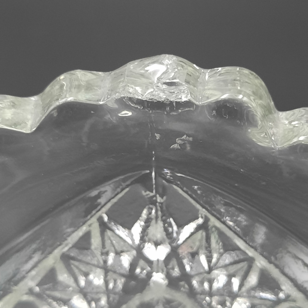 Antique Manganese Pressed Glass Bowl – Early 1900s Starburst w/ Sawtooth Rim - Picture 6 of 7